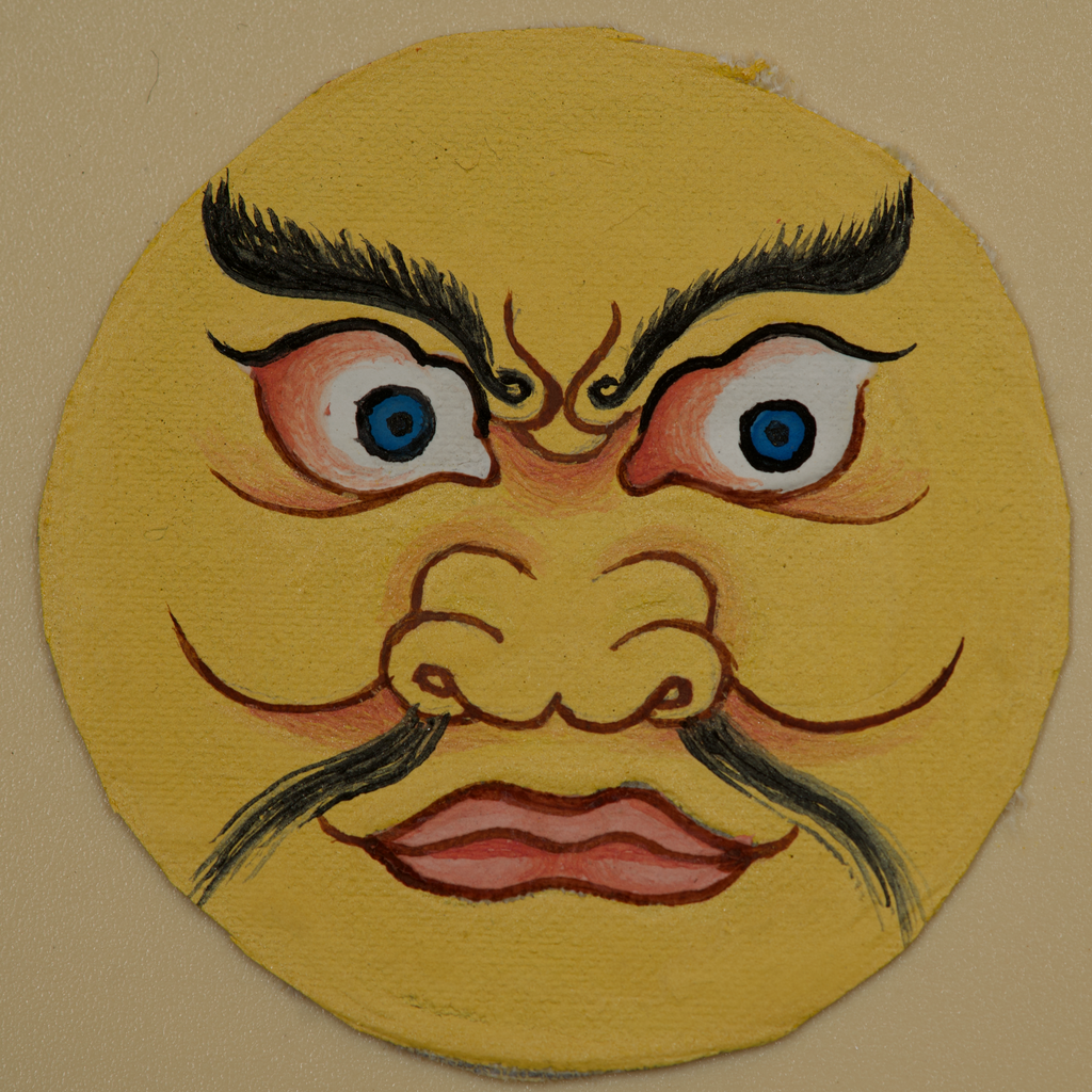 Yellow Jambhala Face Circular Thangka Pendant · Object 209