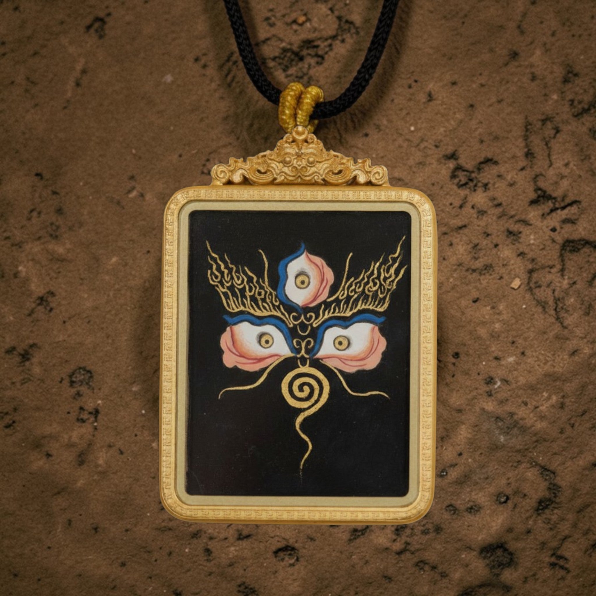 Black Jambhala Eyes Thangka Pendant · Object 204