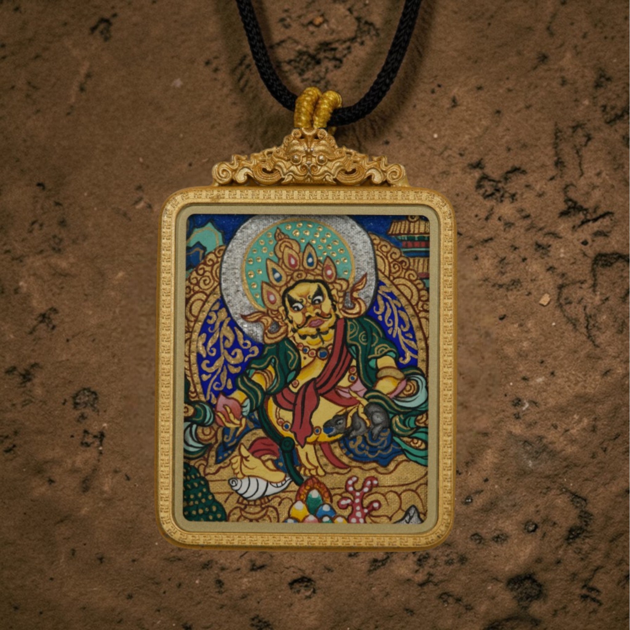 Yellow Jambhala Thangka Pendant · Object 205