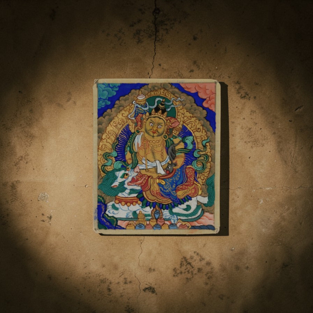Vaiśravaṇa on Dragon Thangka Pendant · Object 207