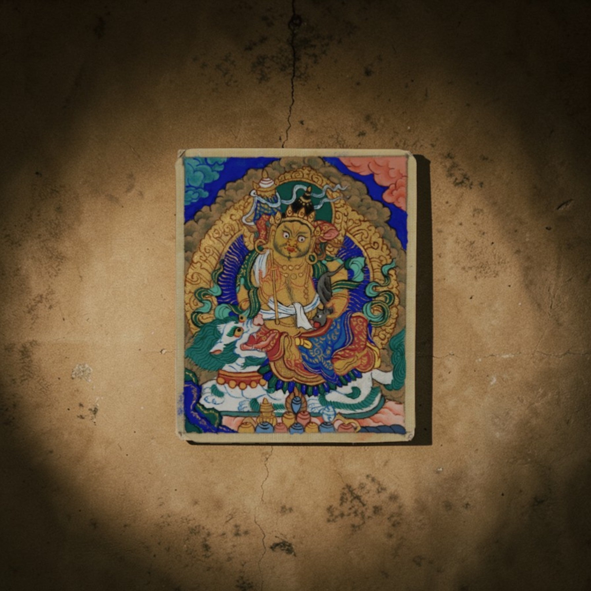 Vaiśravaṇa on Dragon Thangka Pendant · Object 207