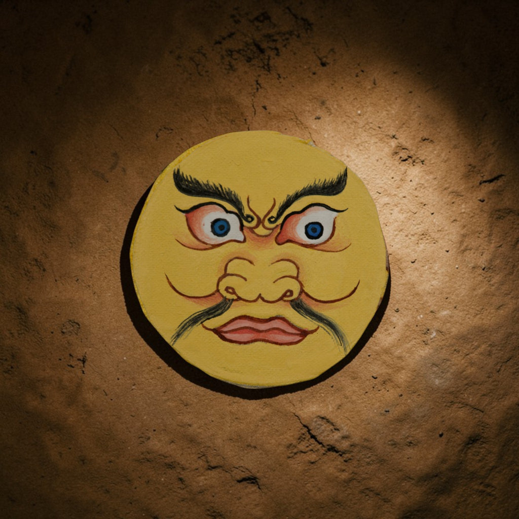 Yellow Jambhala Face Circular Thangka Pendant · Object 209