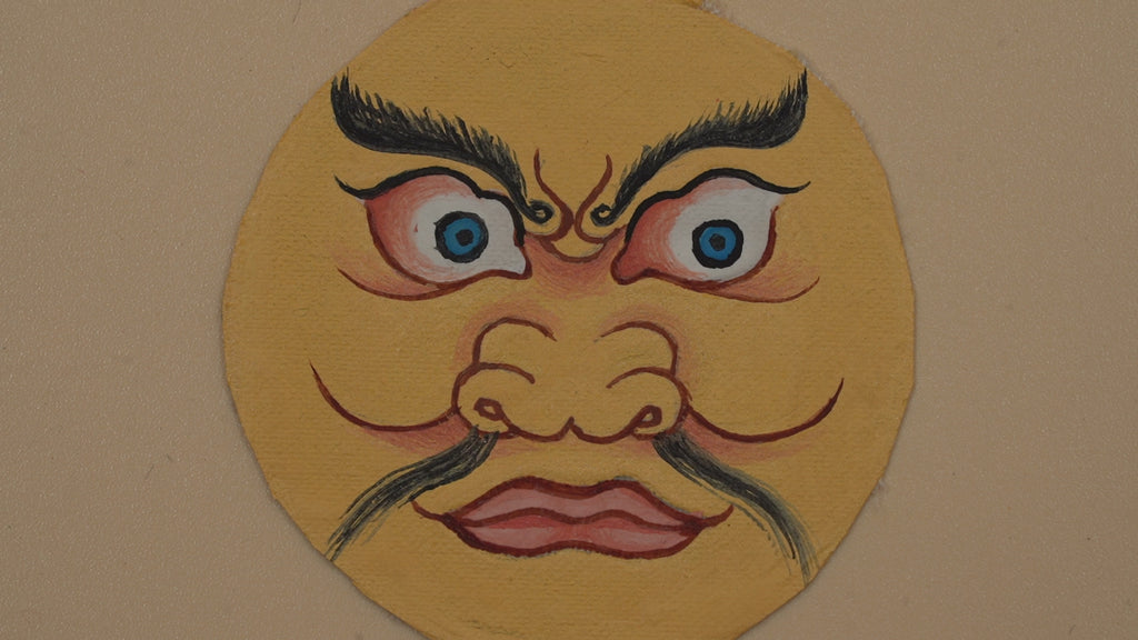 Yellow Jambhala Face Circular Thangka Pendant · Object 209
